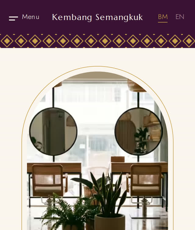 Sample website for Salon Kembang Semangkuk Kuala Terengganu, a fictional business, on a phone screen